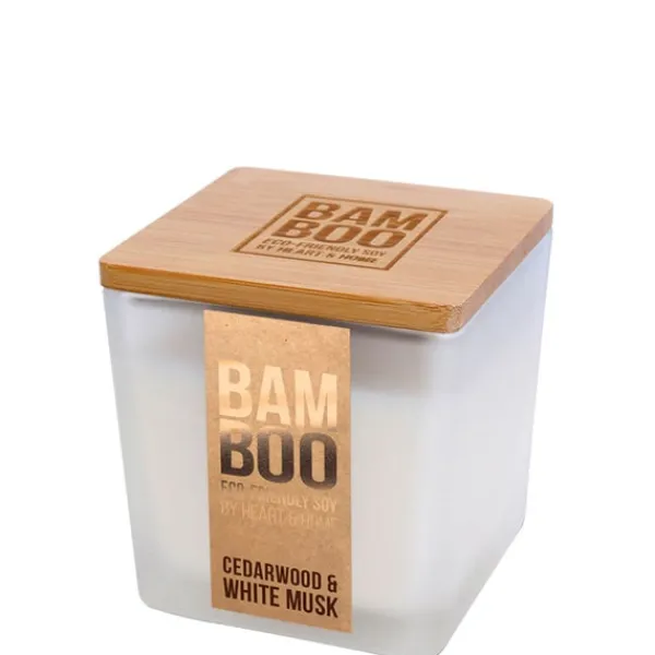 Candle BAMBOO Small Jar Cedarwood & White Musk 80g Hot
