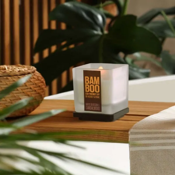 Small Jar Candle BAMBOO White Blossom & Sandalwood 80g Outlet