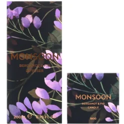 Home Fragrance Monsoon Bergamot and Fig Candle 180g & Diffuser 200ml Best